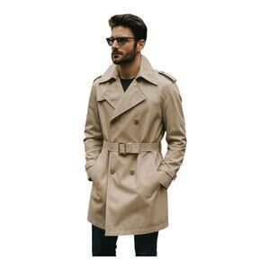 Misty Harbor Trench Coat Mens 44R Belted Double Breasted